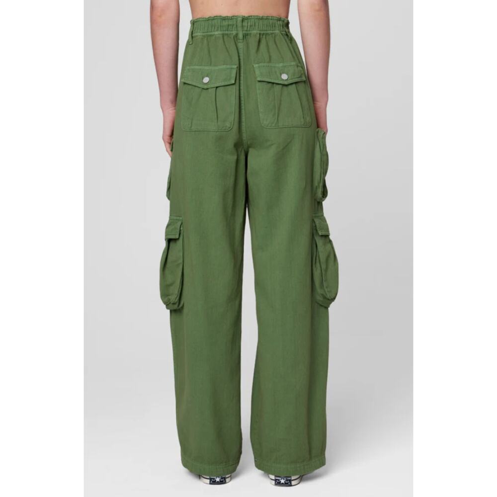 Blank NYC Cargo FRANKLIN Utility High Waist Wide Leg Pant Army Green L NWT $98 - Picture 4 of 6
